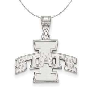 Sterling Silver Iowa State Medium Necklace - 24 Inch